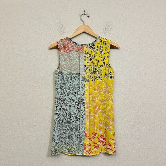 CABI Golden Glow Split Hem Tunic Top Floral Sleeveless Blouse Summer - Picture 2 of 9